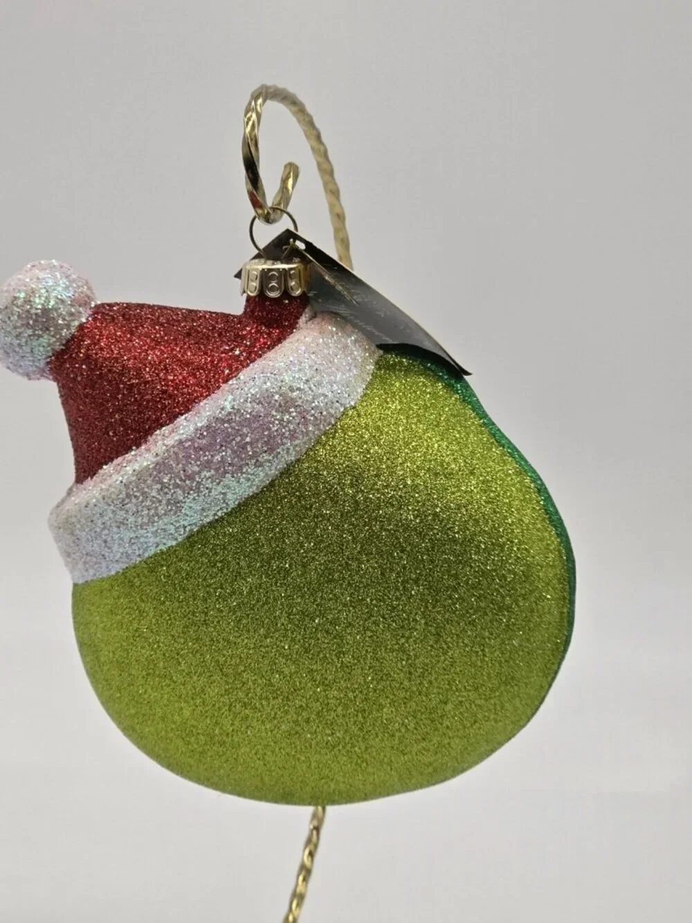 Radko Christmas Ornament Green Glitter Frog Head 25th Anniversary Glass Holiday